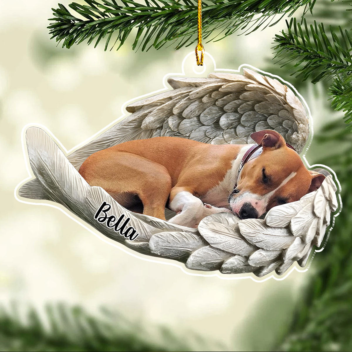 Custom Christmas Memorial Sympathy Gifts For Dogs, Cats • In Angel Wings - Personalized Acrylic Ornament