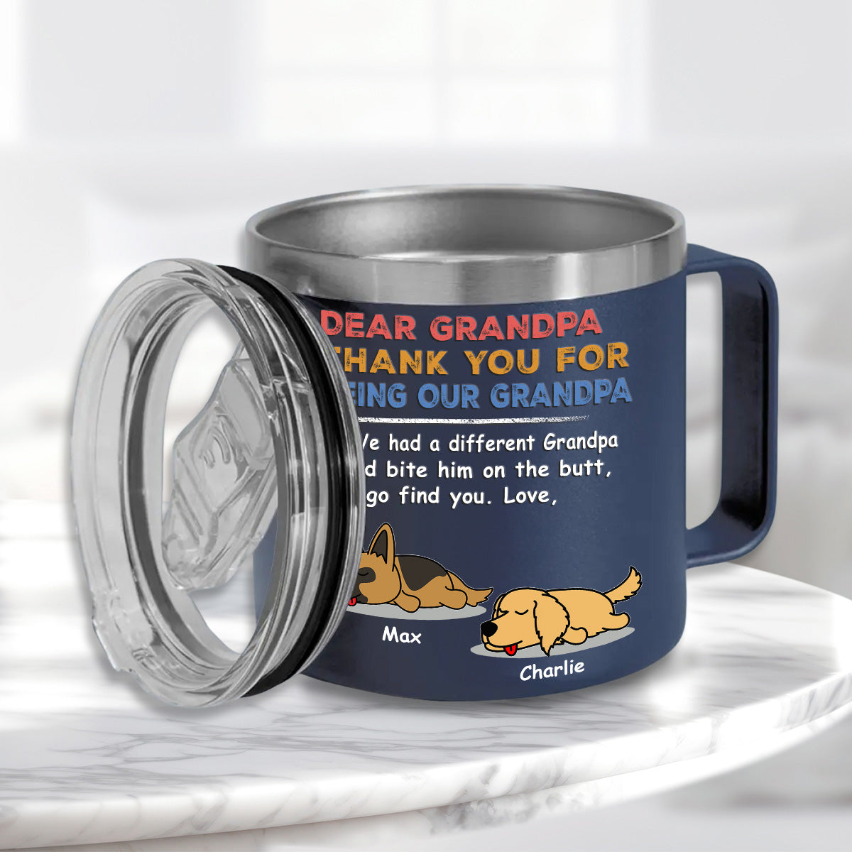 Custom Father's day Birthday Gifts For Dog Dad, Dog Lovers • You Are My Only One - Personalized 14oz Stainless Steel Tumbler With Handle