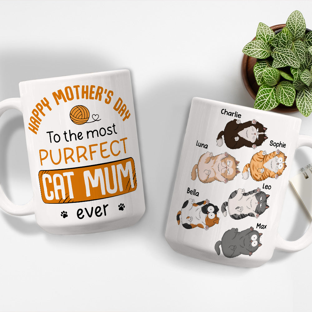 Custom Christmas Birthday Gifts For Cat Lovers • Purrfect Cat Mom - Personalized Coffee Mug