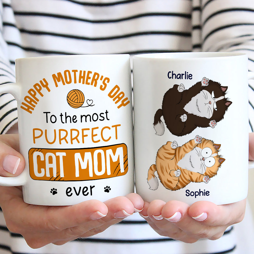 Custom Christmas Birthday Gifts For Cat Lovers • Purrfect Cat Mom - Personalized Coffee Mug