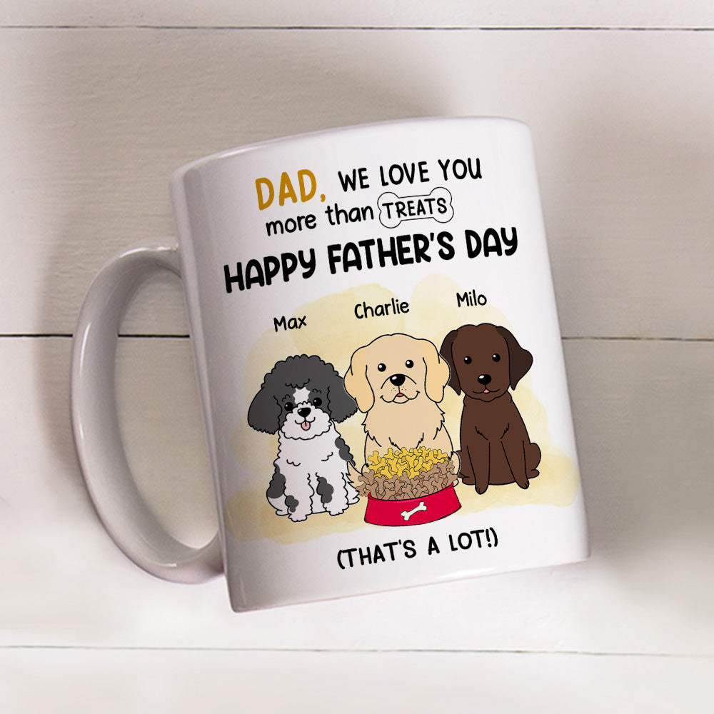 Custom Christmas Birthday Gifts For Dog Lovers • We Love You More Than Treats - Personalized Coffee Mug