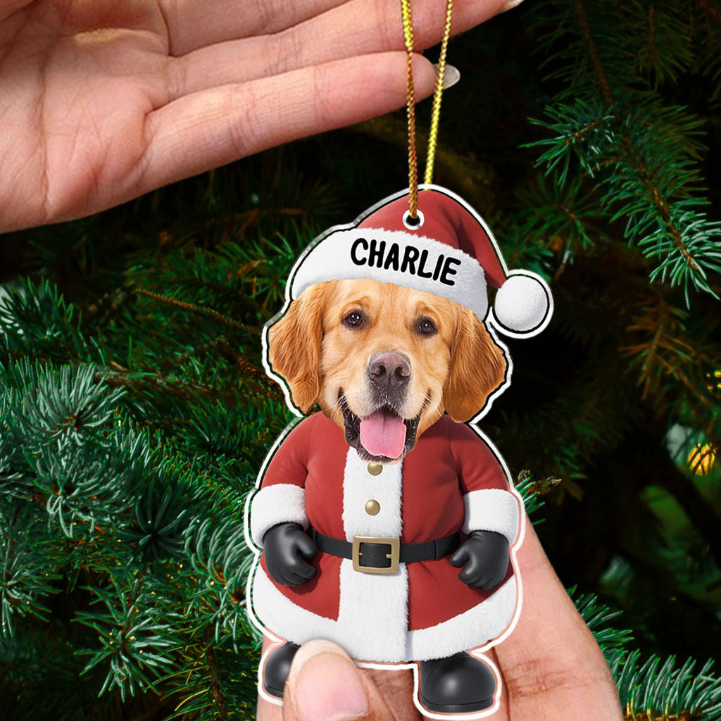 Cute Santa Dog - Personalized Acrylic Ornament