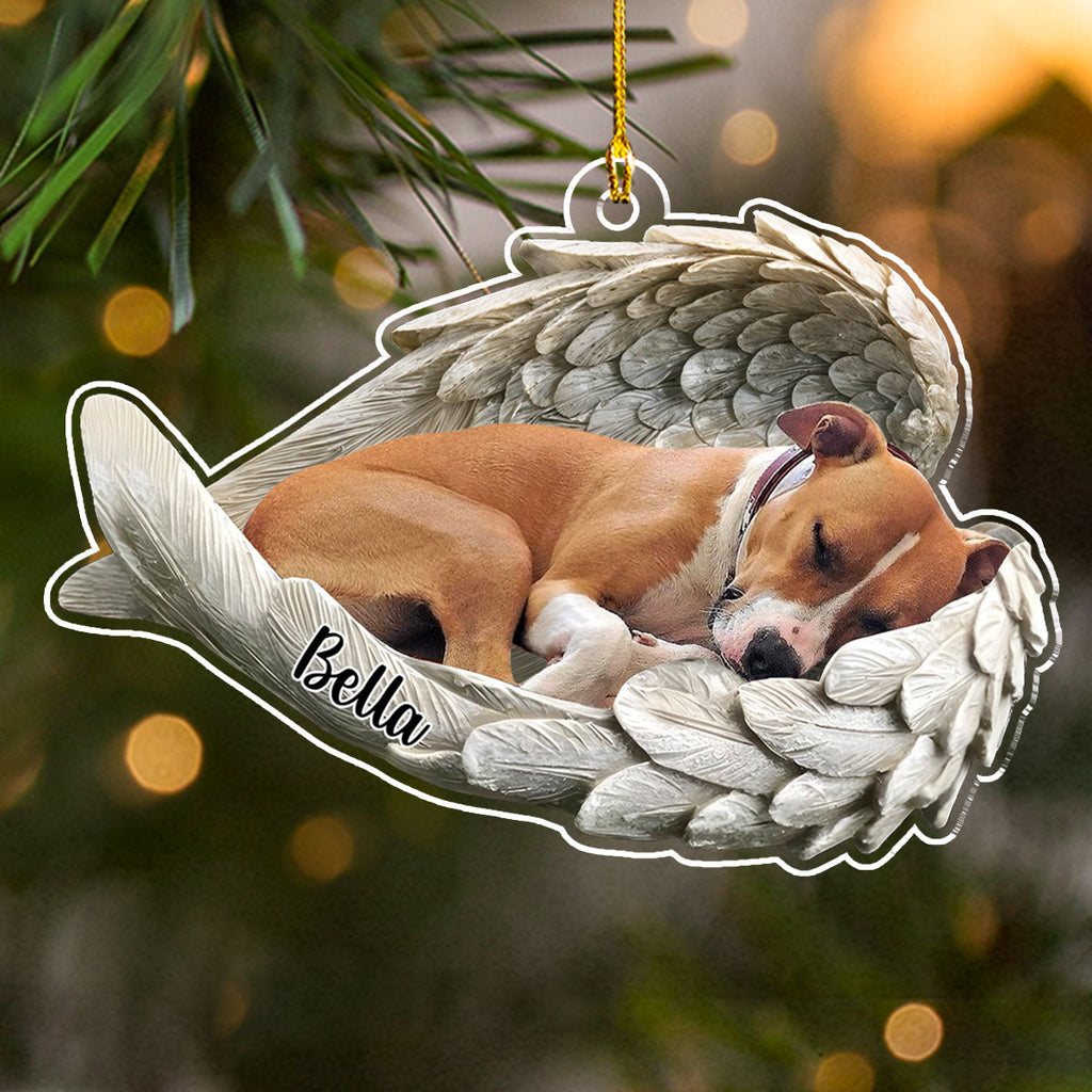 Custom Christmas Memorial Sympathy Gifts For Dogs, Cats • In Angel Wings - Personalized Acrylic Ornament