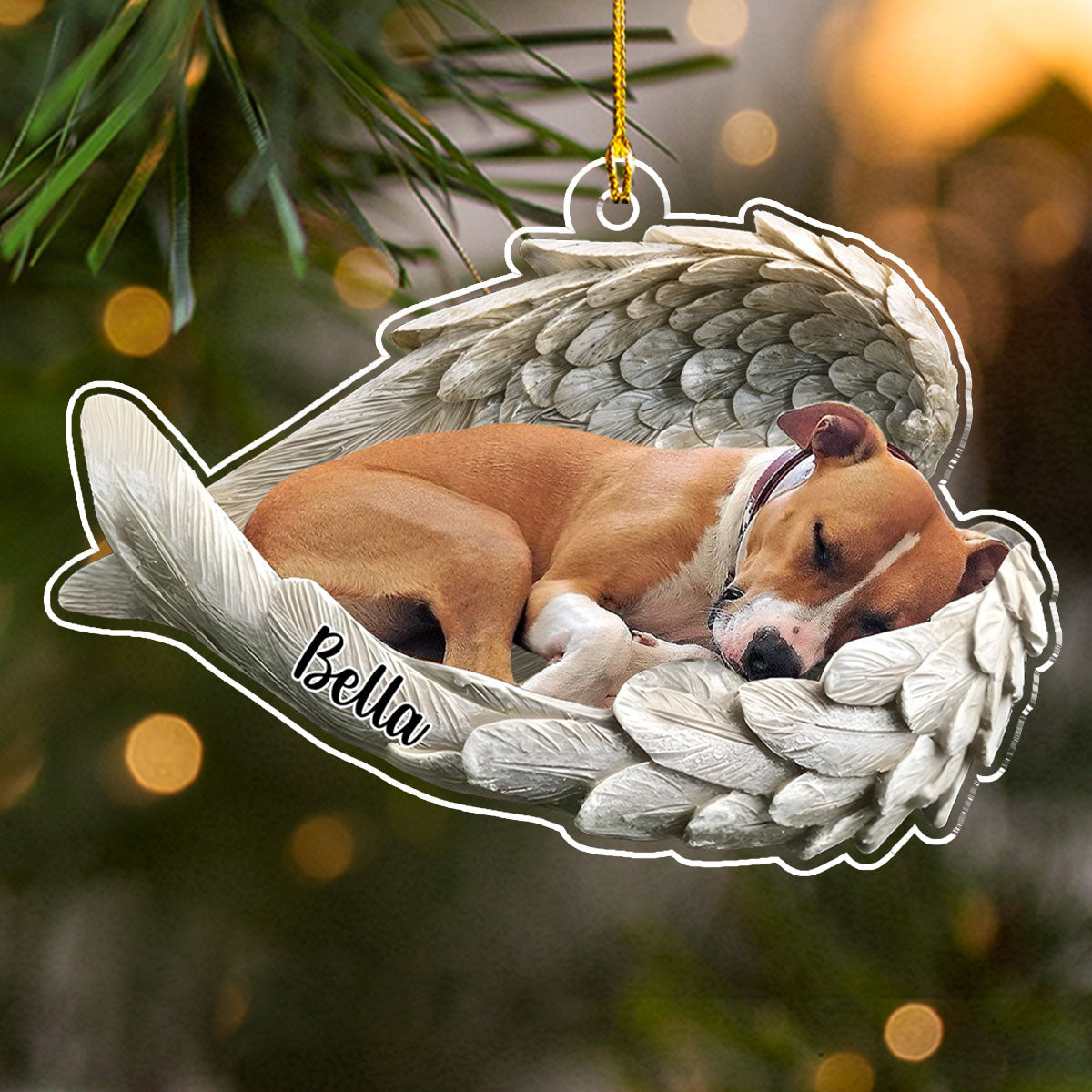 Custom Christmas Memorial Sympathy Gifts For Dogs, Cats • In Angel Wings - Personalized Acrylic Ornament