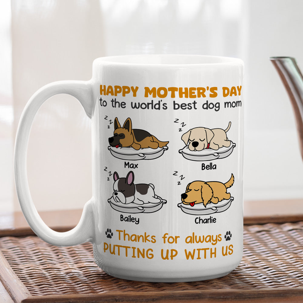 Custom Photo Christmas Birthday Gifts For Dog Lovers • Thanks For Always Putting Up - Personalized Coffee Mug