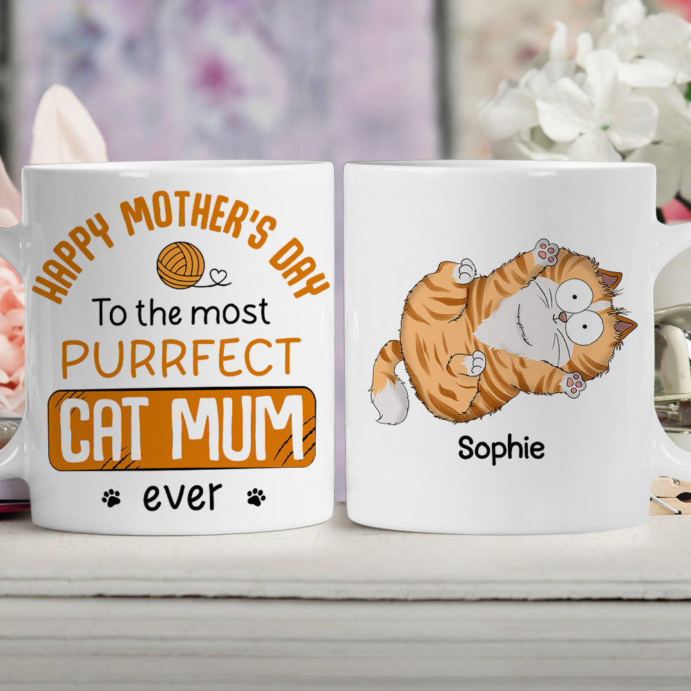 Custom Christmas Birthday Gifts For Cat Lovers • Purrfect Cat Mom - Personalized Coffee Mug