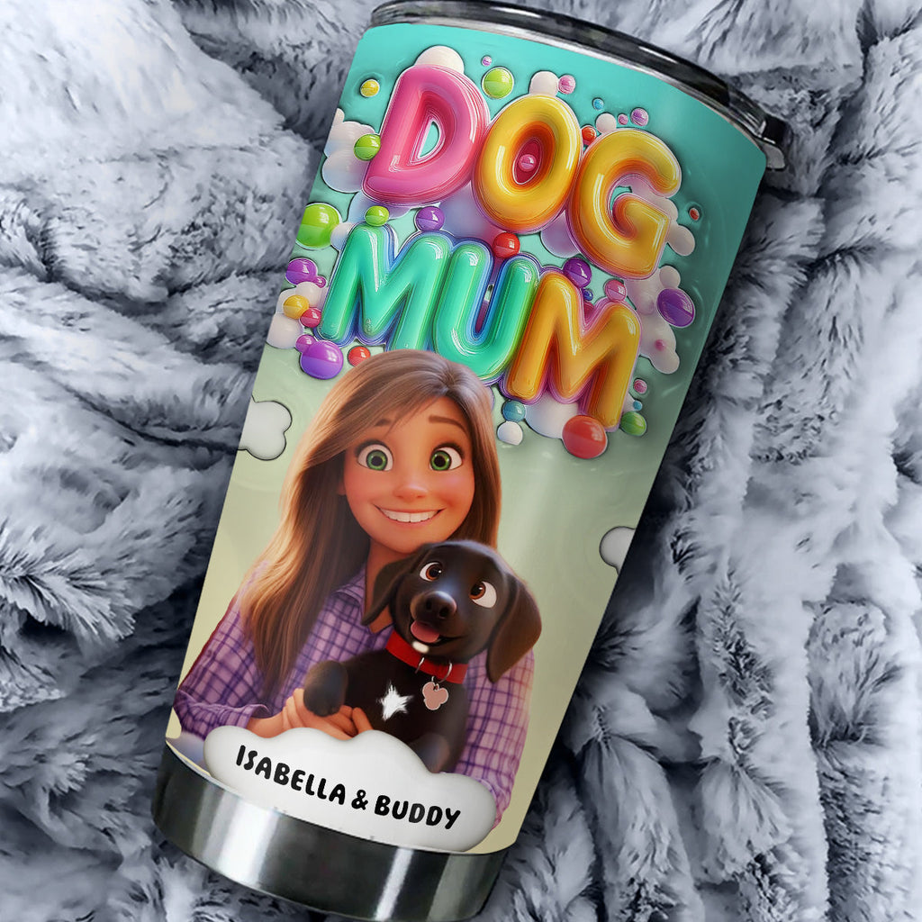 Custom Christmas Birthday Gifts For Pet Lovers • Puppy Love Moments - Personalized 3D Inflated Effect Tumbler