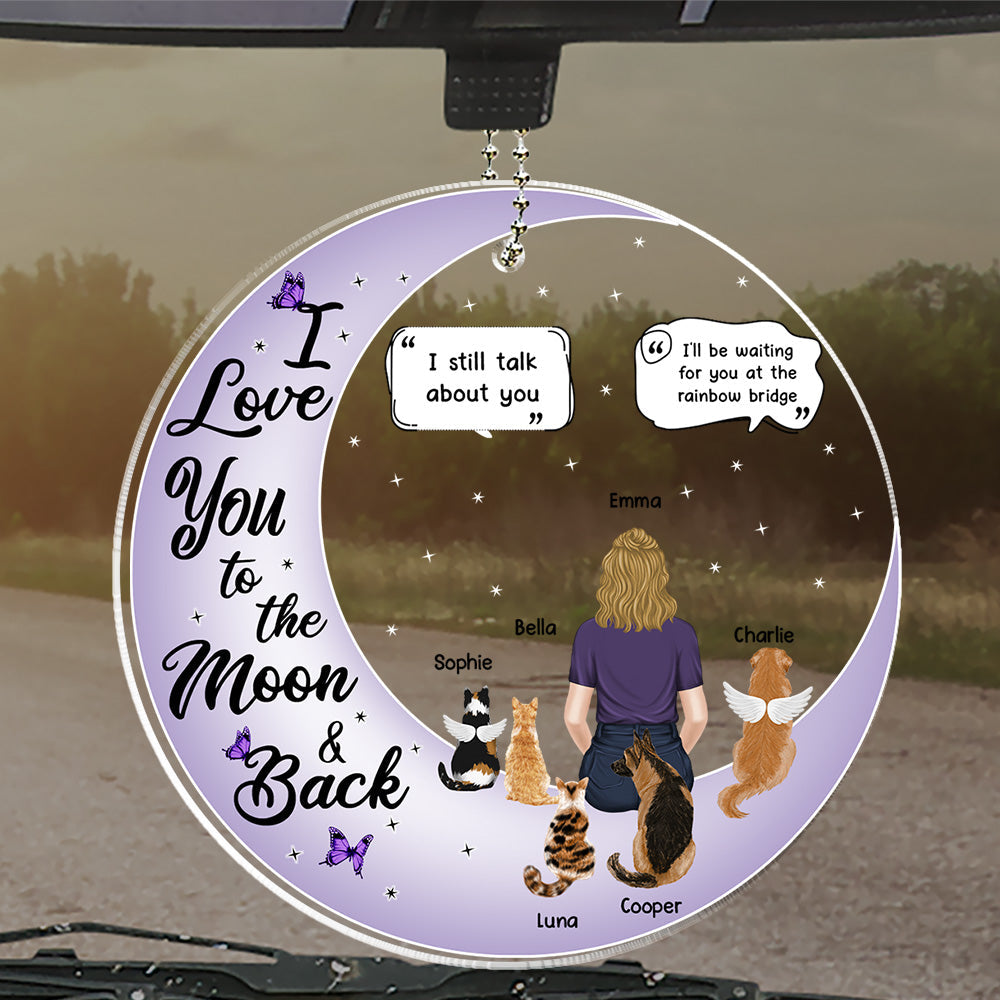 I Love You To The Moon And Back -  Personalized Acrylic Car Ornament