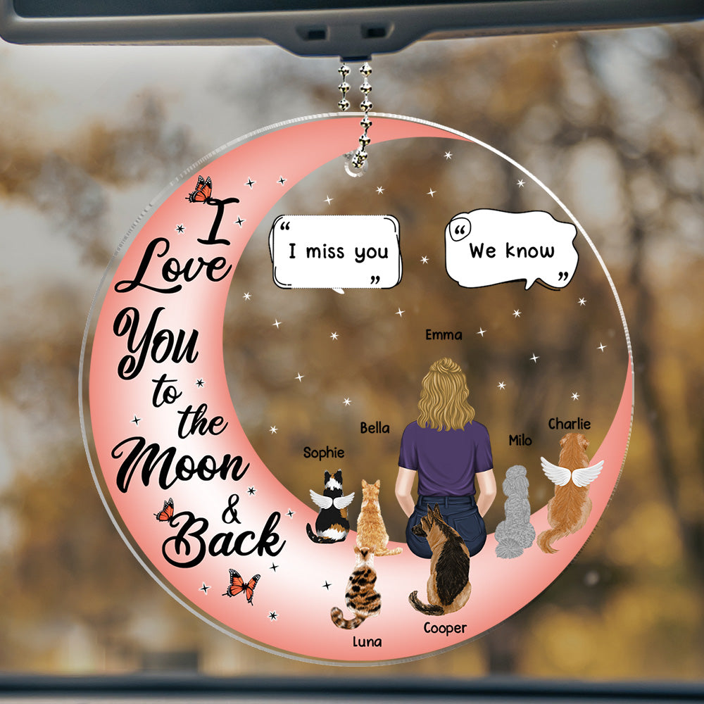 I Love You To The Moon And Back -  Personalized Acrylic Car Ornament