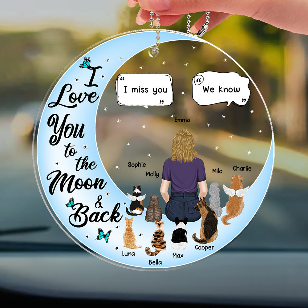 I Love You To The Moon And Back -  Personalized Acrylic Car Ornament