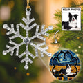 Custom Christmas Memorial Sympathy Gifts For Dogs, Cats • Lay Here With Me - Personalized Photo Snowflake Projection Ornament