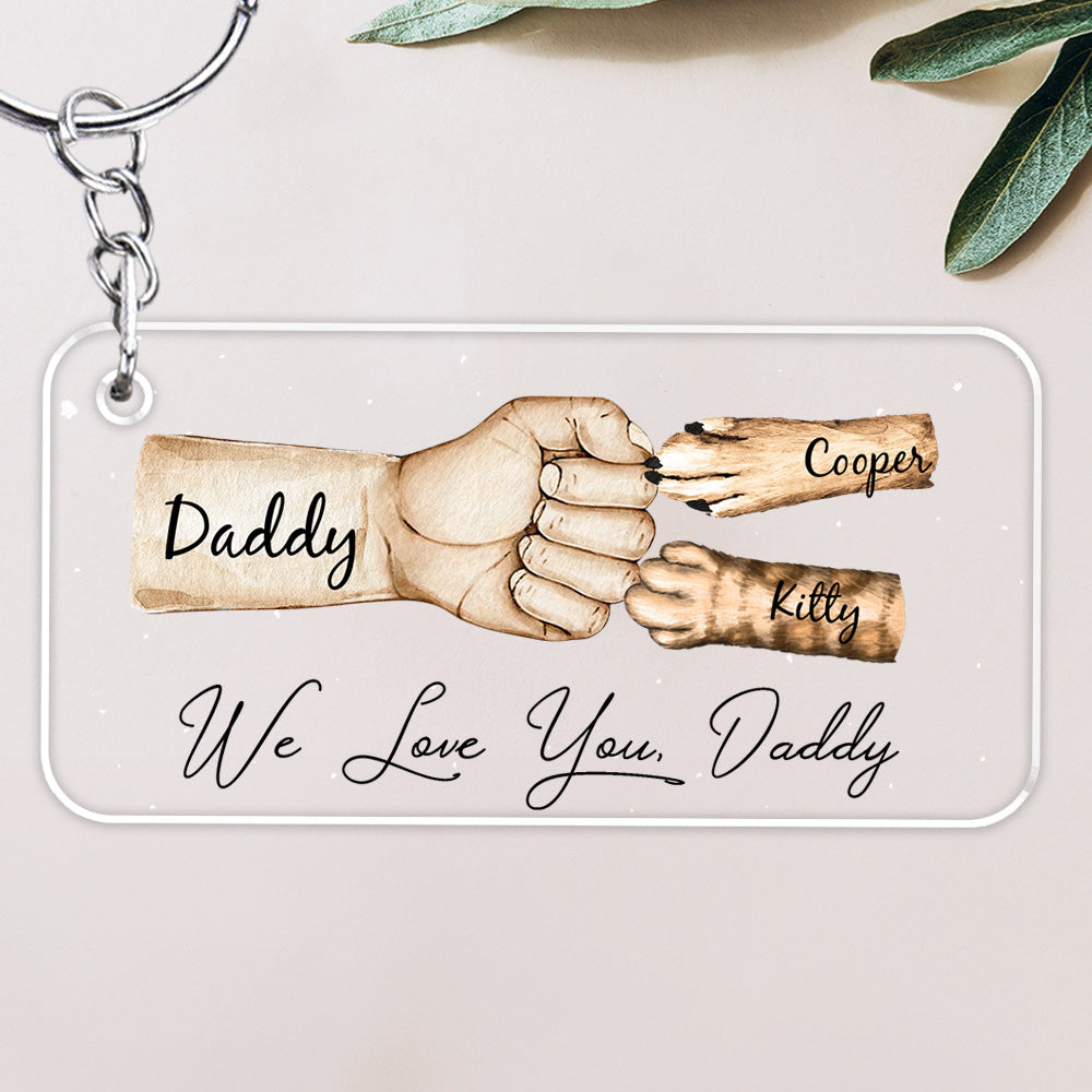 Daddy Team Fist Bump Version Pets - Personalized Acrylic Keychain