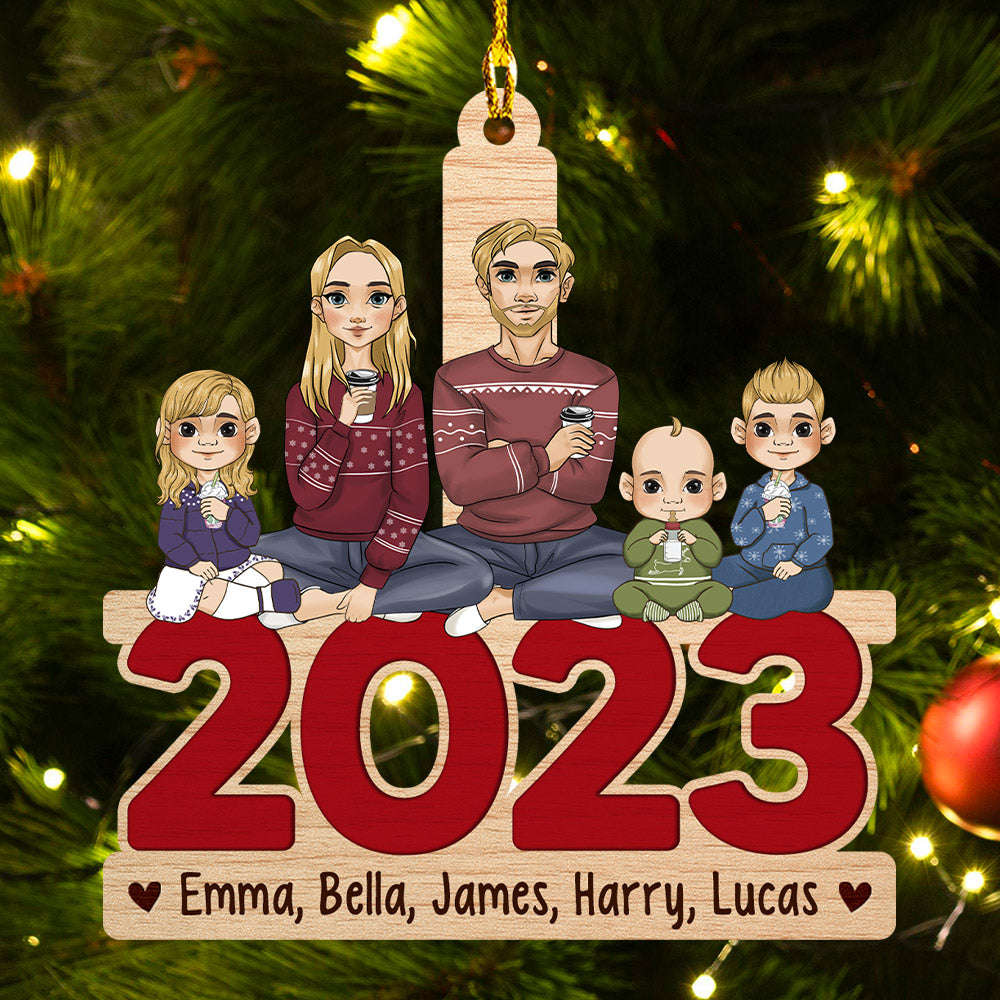Family Together 2023 - Personalized 1-layered Wood Ornament