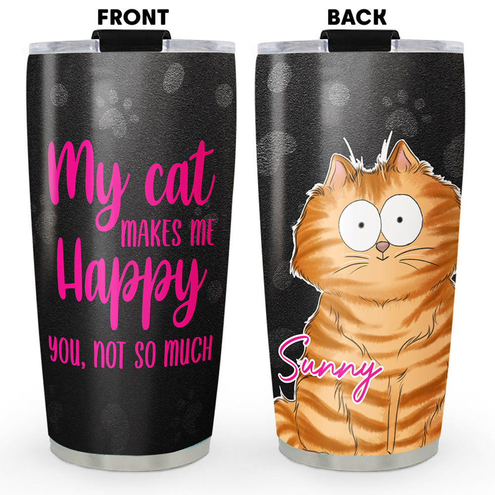 Custom Mother's day Birthday Gifts For Cat Mom, Cat Lovers • Makes Me Happy - Personalized Tumbler