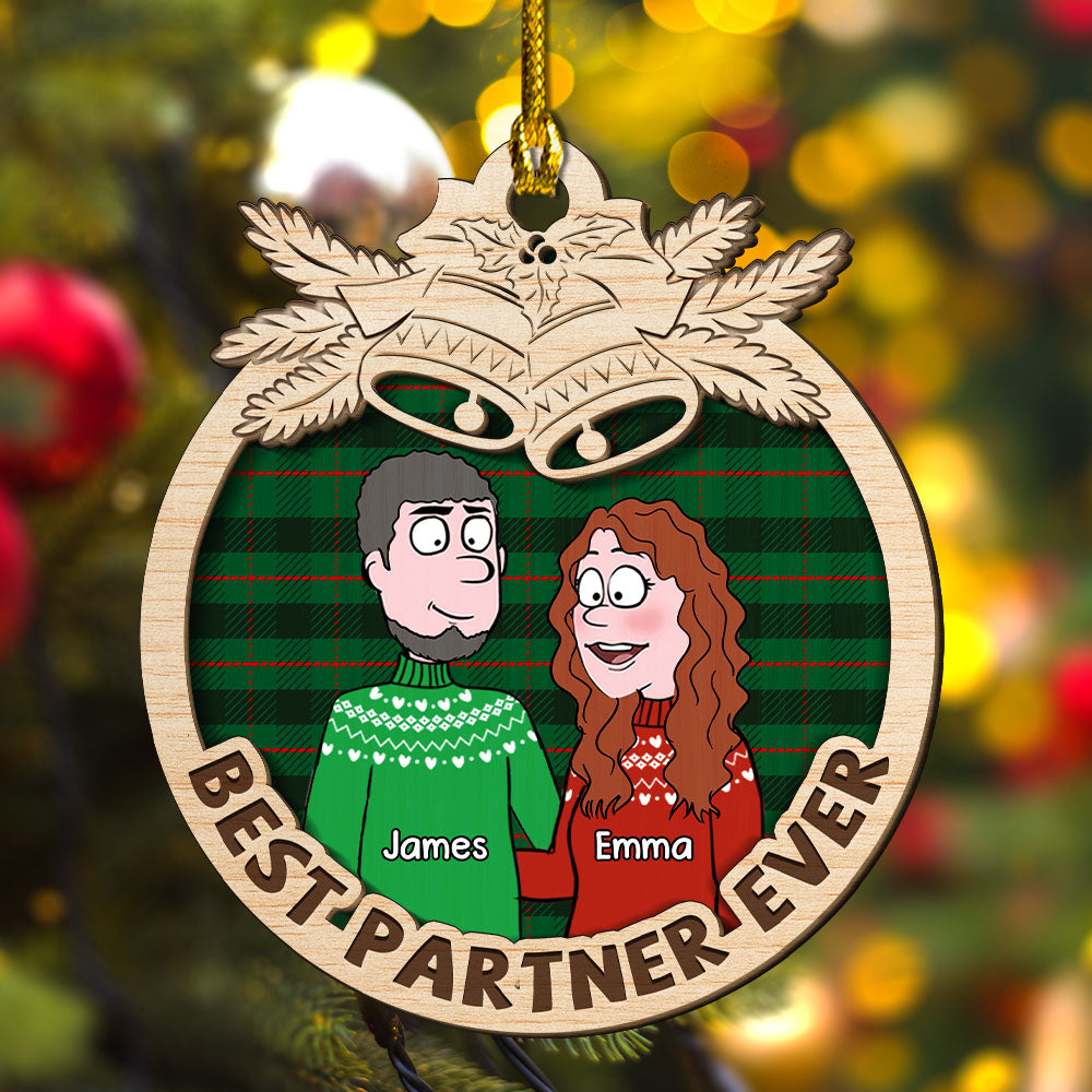 Best Partner Ever - Personalized 2-layered Wood Ornament