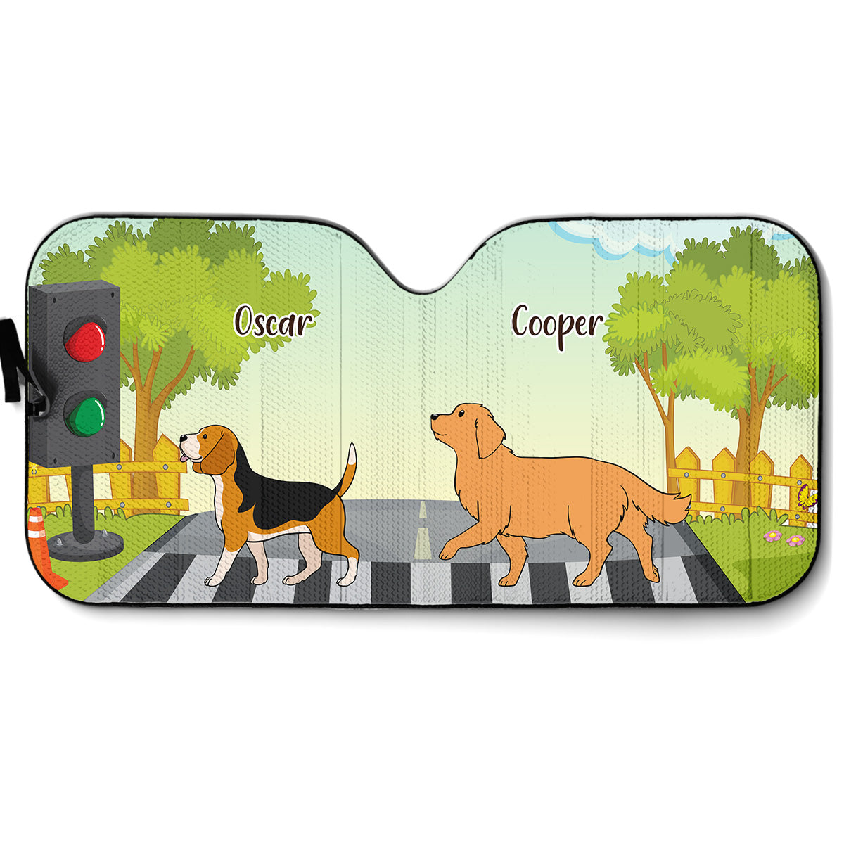 Custom Christmas Birthday Gifts Car Accessories for Dog Parents • Cross The Road - Personalized Car Sunshade