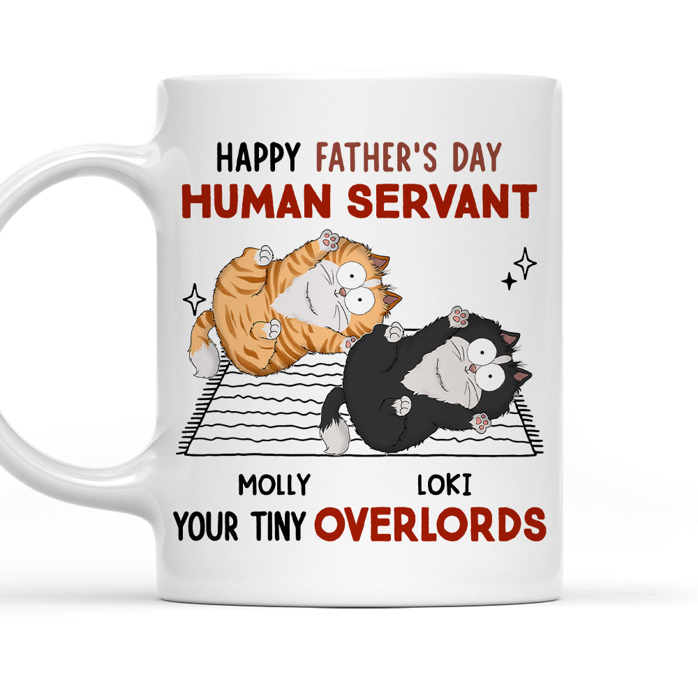 Custom Photo Christmas Birthday Gifts For Cat Dad, Cat Lovers • Human Servant Your Tiny Overlord - Personalized Coffee Mug