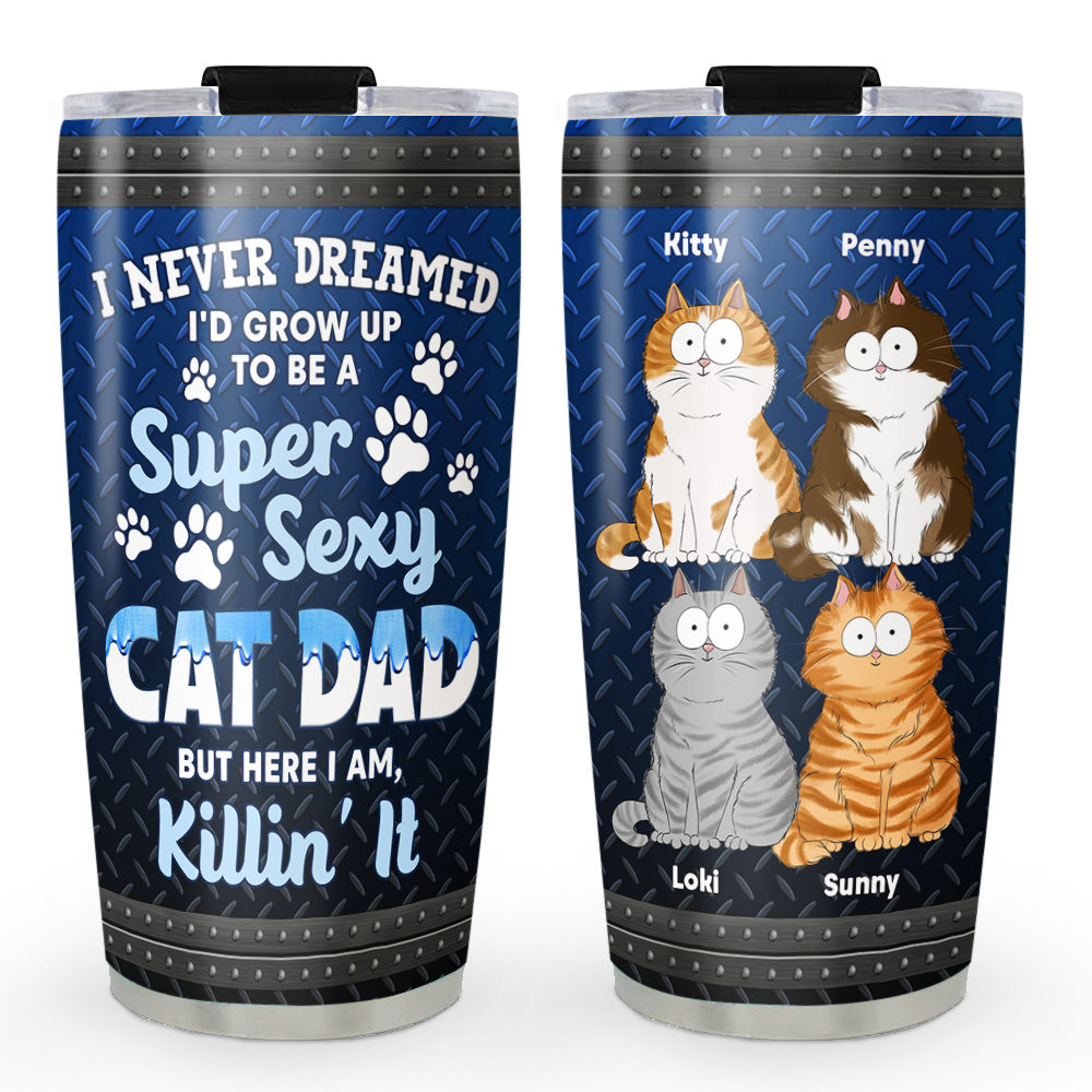 Custom Christmas Birthday Gifts For Cat Dad, Cat Lovers • Super Sexy Cat Dad - Personalized Tumbler