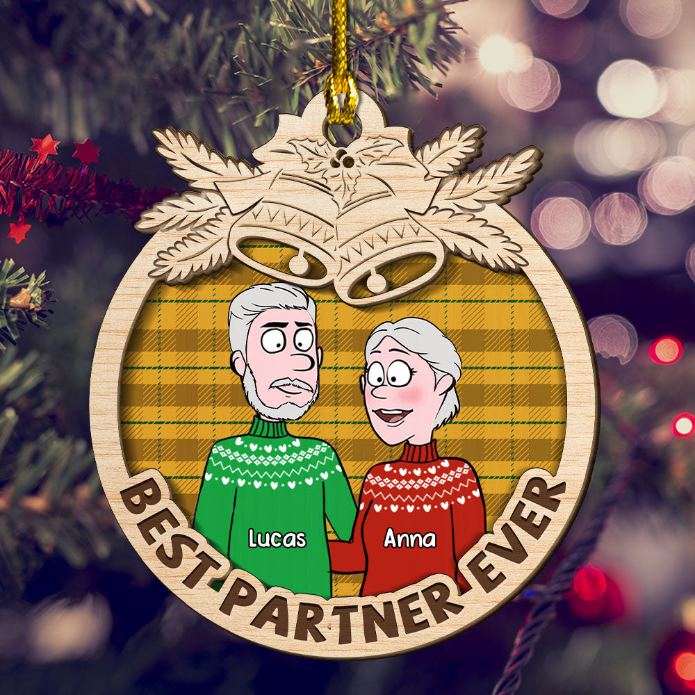 Best Partner Ever - Personalized 2-layered Wood Ornament