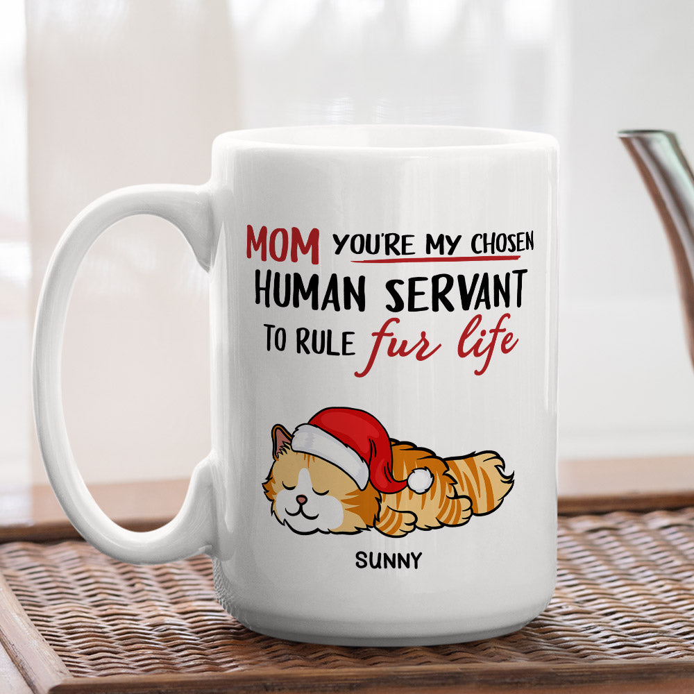 Custom Photo Mother's day Birthday Gifts For Cat Mom, Cat Lovers • Chosen Human Servant - Personalized Coffee Mug
