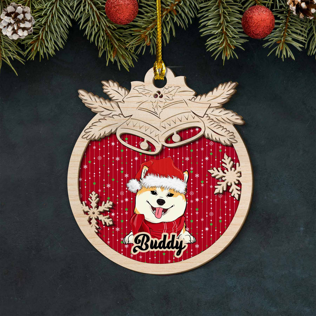 Custom Christmas Decor Home Birthday Gifts For Dog Mom, Dog Lovers • Jingle Bells Dog - Personalized 2-layered Wood Ornament