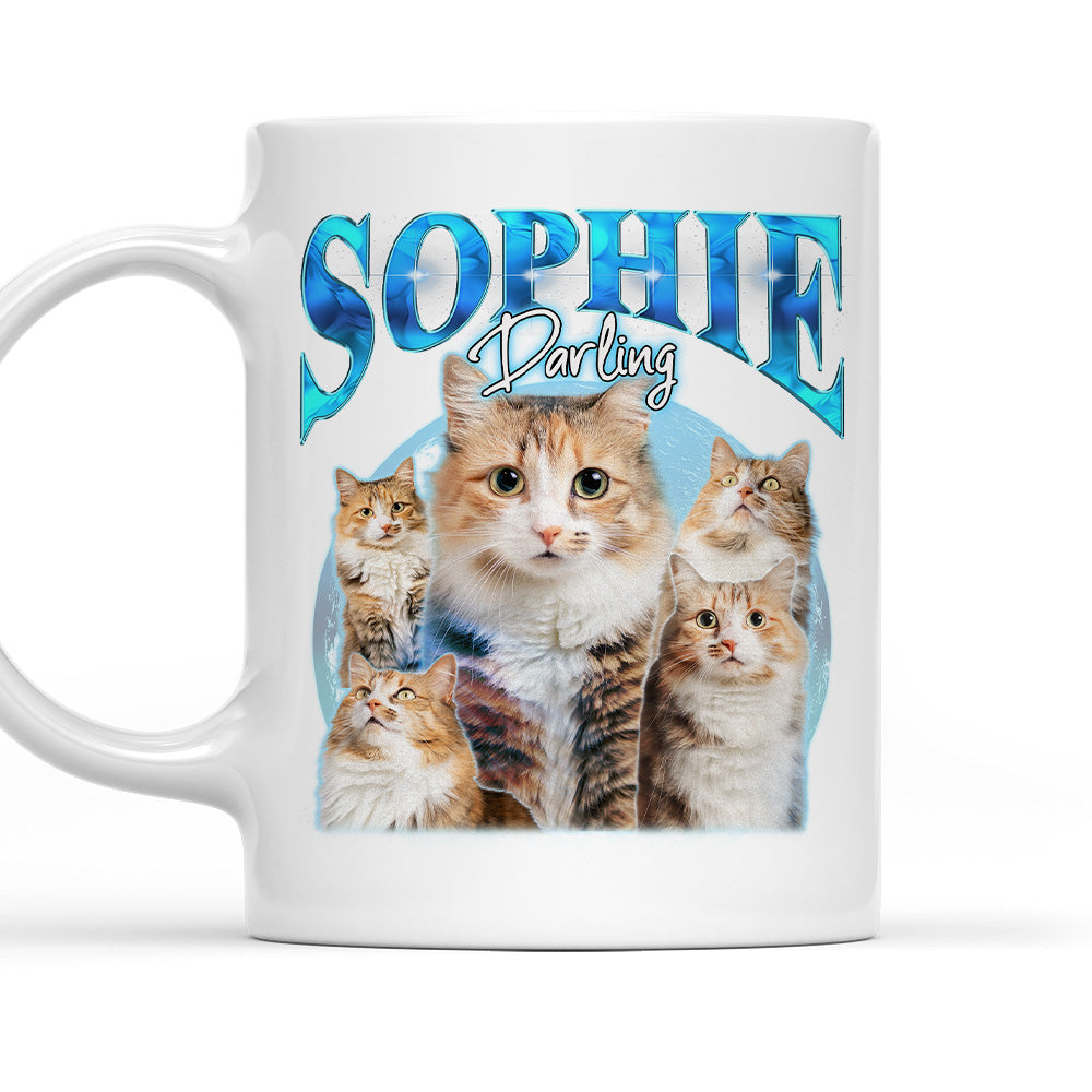 Custom Mother's day Birthday Gifts For Cat Mom, Cat Lovers • Pet Face Vintage Version 8 - Personalized Coffee Mug
