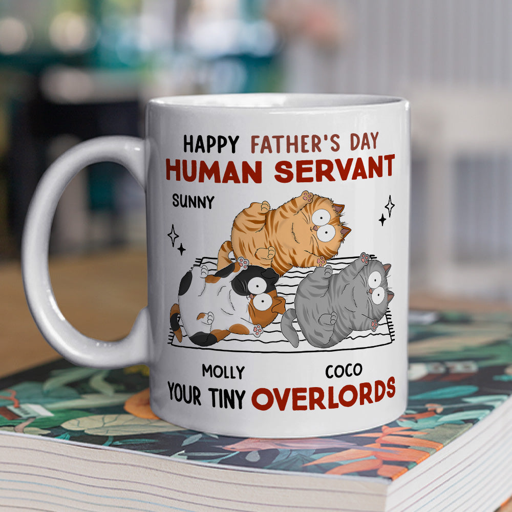 Custom Photo Christmas Birthday Gifts For Cat Dad, Cat Lovers • Human Servant Your Tiny Overlord - Personalized Coffee Mug