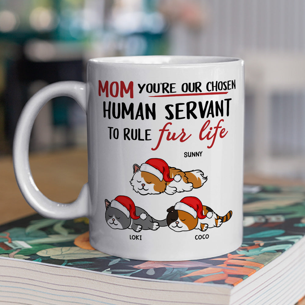 Custom Photo Mother's day Birthday Gifts For Cat Mom, Cat Lovers • Chosen Human Servant - Personalized Coffee Mug