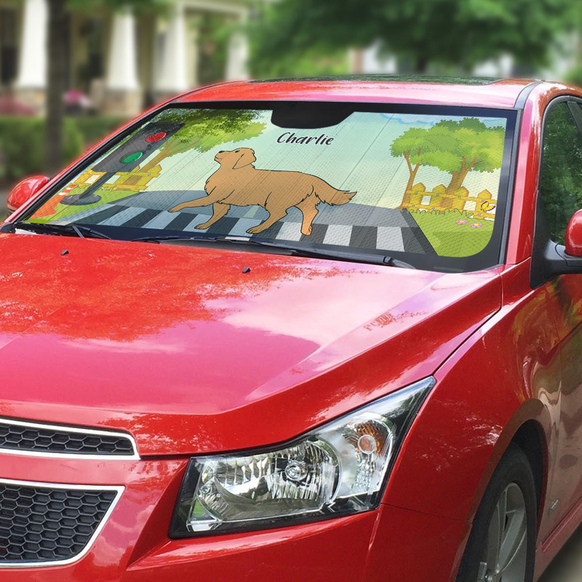 Custom Christmas Birthday Gifts Car Accessories for Dog Parents • Cross The Road - Personalized Car Sunshade
