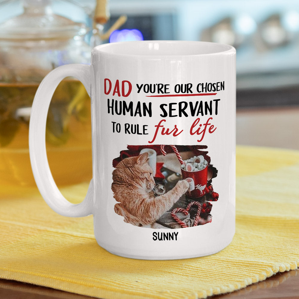 Custom Photo Mother's day Birthday Gifts For Cat Mom, Cat Lovers • Chosen Human Servant - Personalized Coffee Mug
