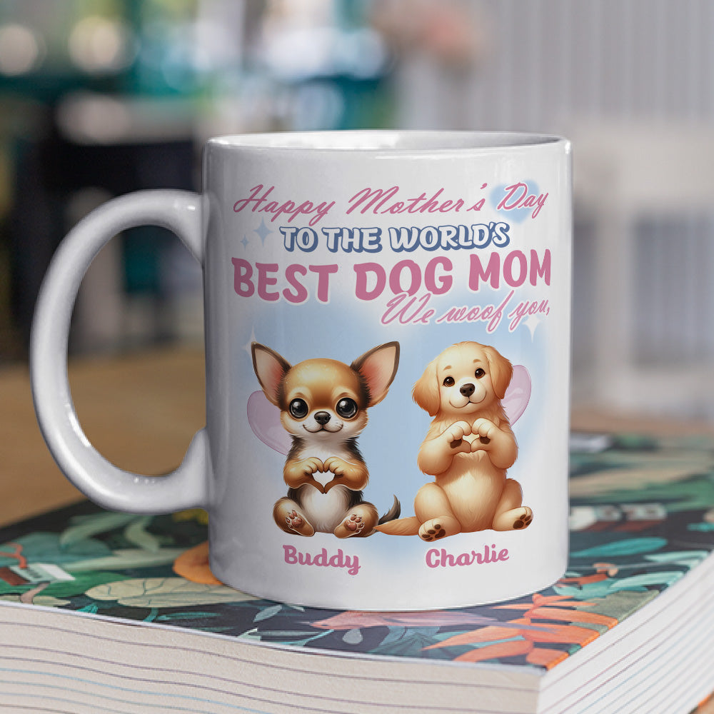 Custom Photo Mother's day Birthday Gifts For Dog Mom, Dog Lovers • To The World Best Dog Mom - Personalized Coffee Mug
