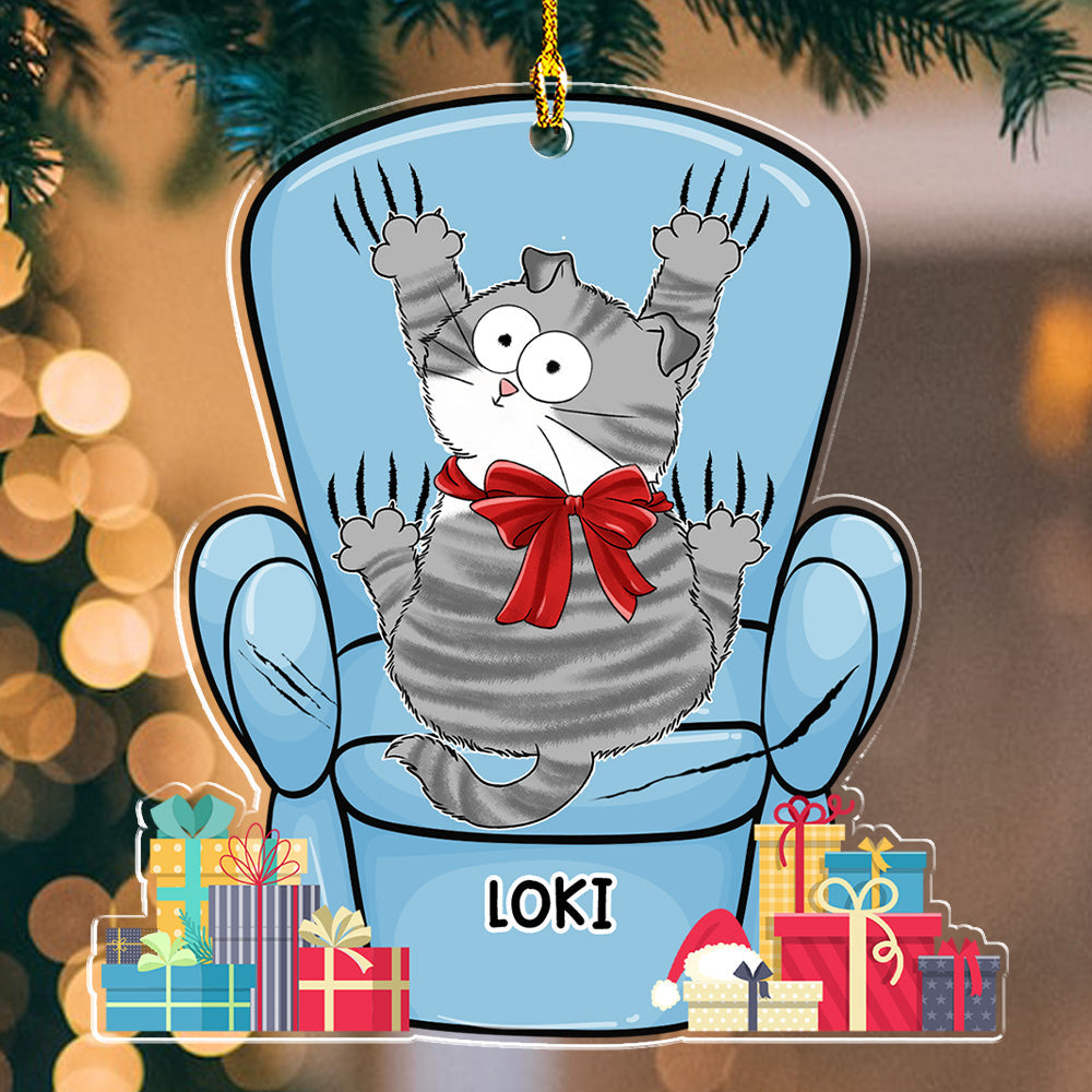 Cat Scratching Sofa- Personalized Acrylic Ornament