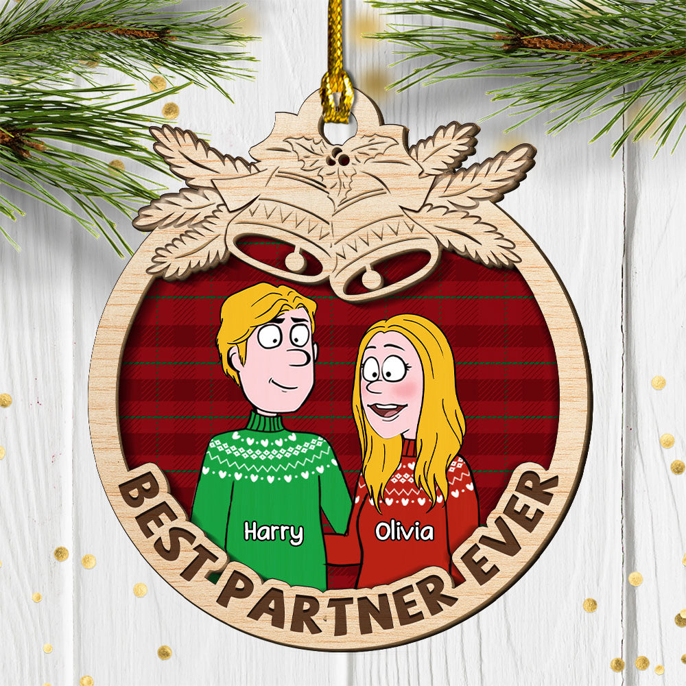 Best Partner Ever - Personalized 2-layered Wood Ornament