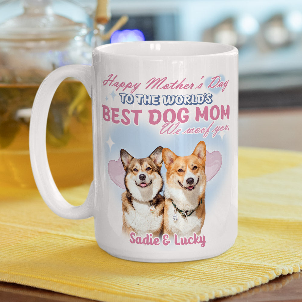 Custom Photo Mother's day Birthday Gifts For Dog Mom, Dog Lovers • To The World Best Dog Mom - Personalized Coffee Mug