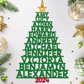 Family Names Christmas Tree (Version 11-14 Names) - Personalized 1-layered Wood Ornament