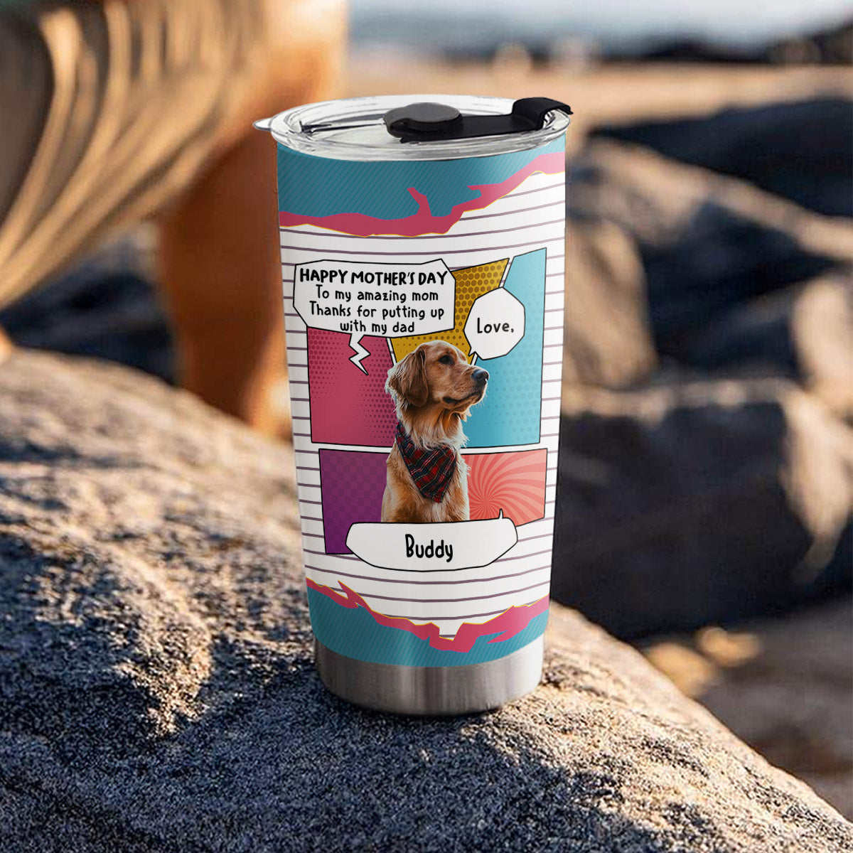 Custom Christmas Birthday Gifts For Dog Dad, Dog Lovers • Pop Art Amazing Mom Dad - Personalized Tumbler