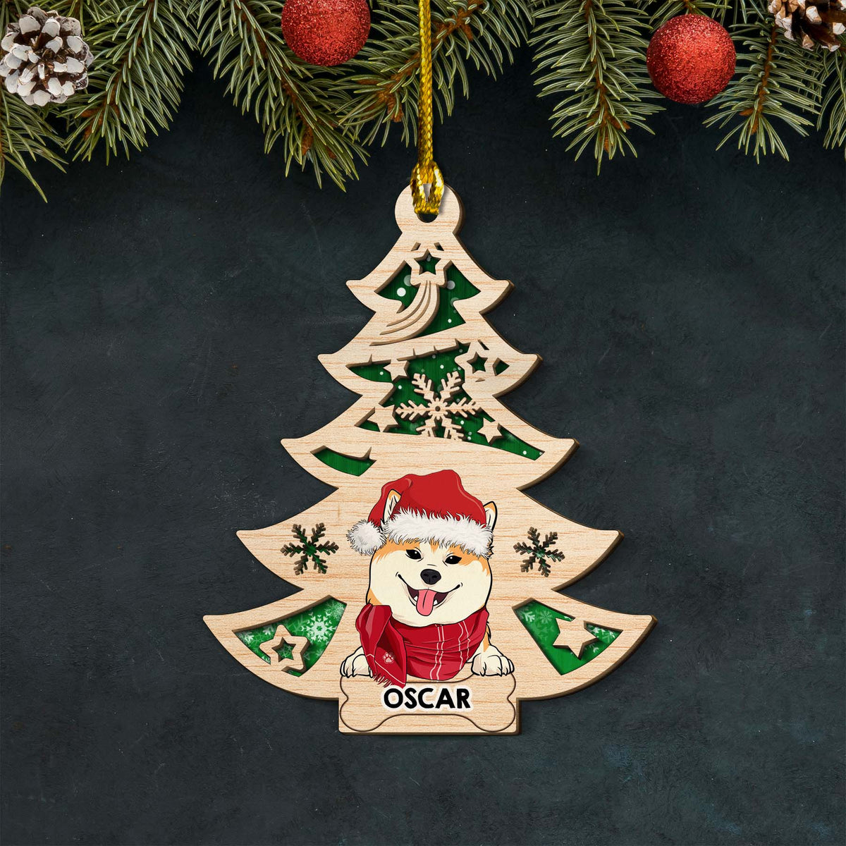 Custom Christmas Decor Home Birthday Gifts For Dog Mom, Dog Lovers • Dog And Christmas Tree - Personalized 2-layered Wood Ornament