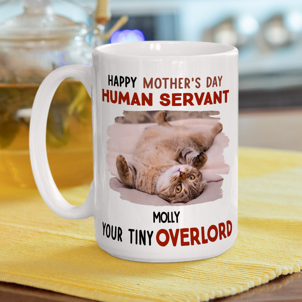 Custom Mother's day Birthday Gifts For Cat Mom, Cat Lovers • Human Servant Your Tiny Overlords - Personalized Coffee Mug