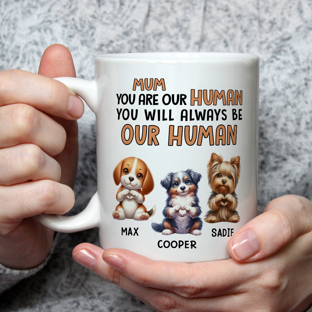 Custom Photo Mother's day Birthday Gifts For Dog Mom, Dog Lovers • Mom You Are Our Human - Personalized Coffee Mug