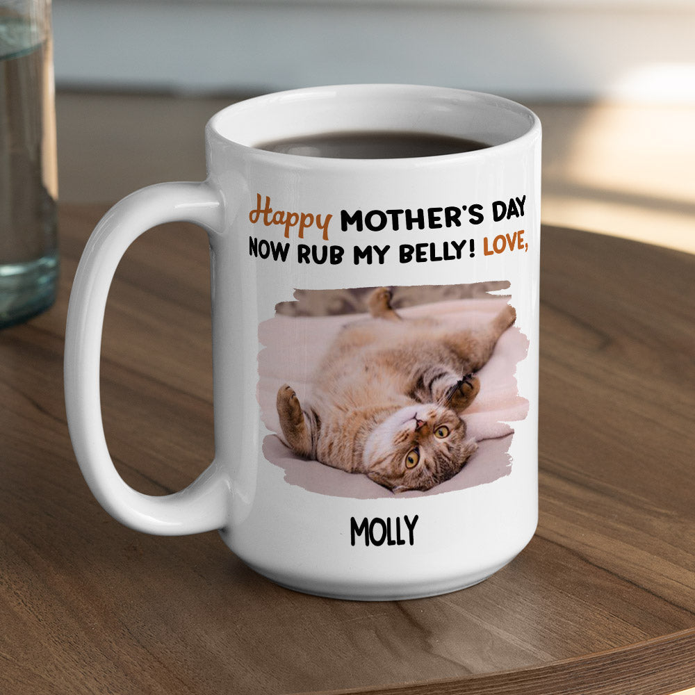 Custom Mother's day Birthday Gifts For Cat Mom, Cat Lovers • Now Rub Our Bellies - Personalized Coffee Mug