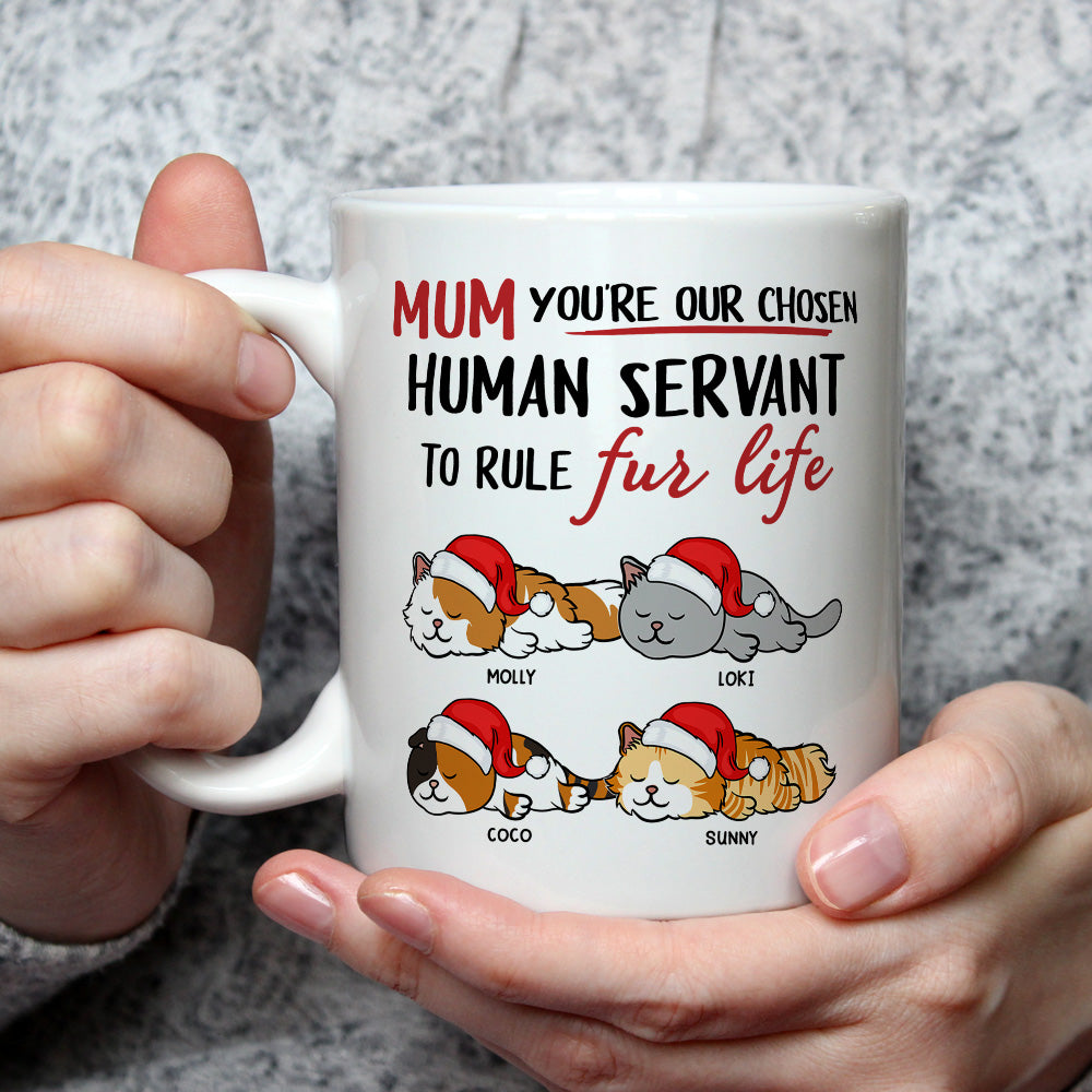 Custom Photo Mother's day Birthday Gifts For Cat Mom, Cat Lovers • Chosen Human Servant - Personalized Coffee Mug