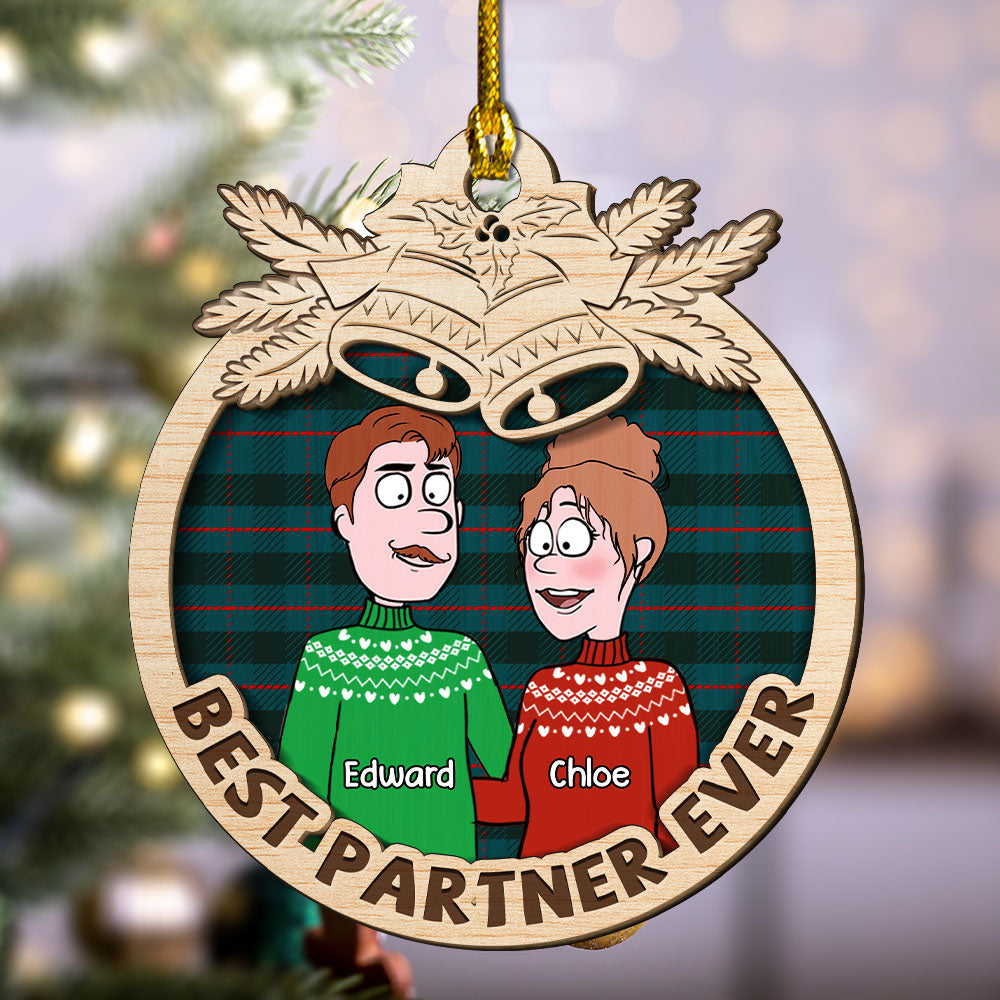 Best Partner Ever - Personalized 2-layered Wood Ornament