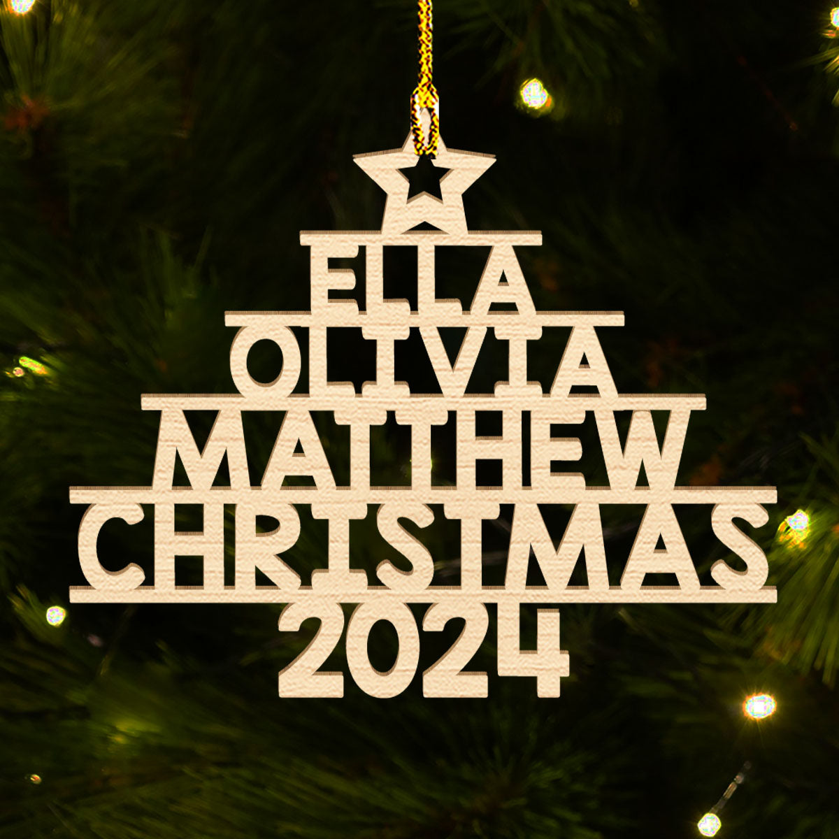 Family Name 2024 - Personalized 1-layered Wood Ornament