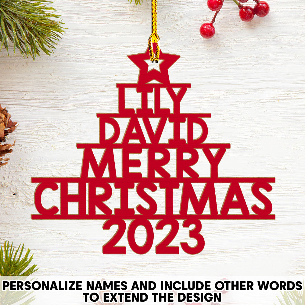 Family Name 2023 (Version 11-14 Names) - Personalized 1-layered Wood Ornament