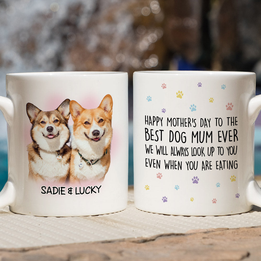 Custom Photo Christmas Birthday Gifts For Dog Lovers • Even When Eating - Personalized Coffee Mug