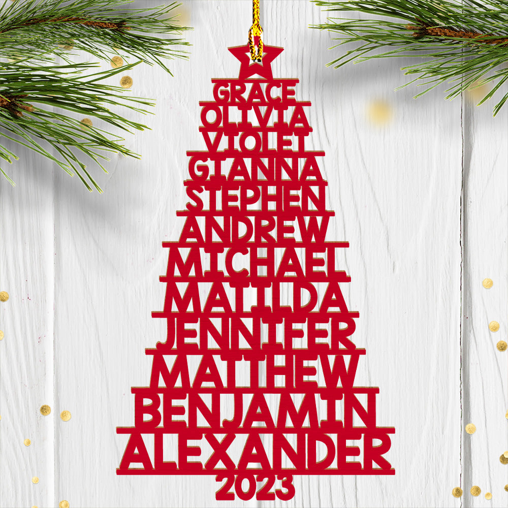 Family Name 2023 (Version 11-14 Names) - Personalized 1-layered Wood Ornament