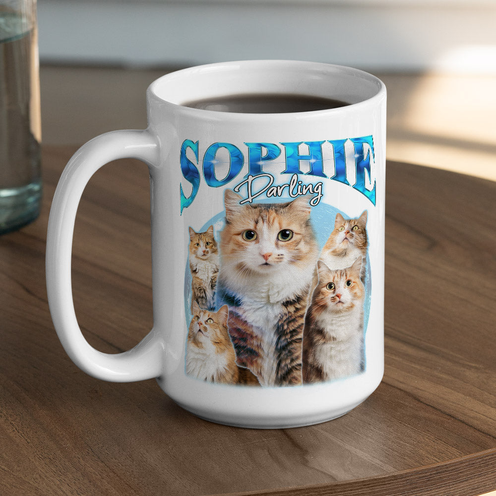 Custom Mother's day Birthday Gifts For Cat Mom, Cat Lovers • Pet Face Vintage Version 8 - Personalized Coffee Mug