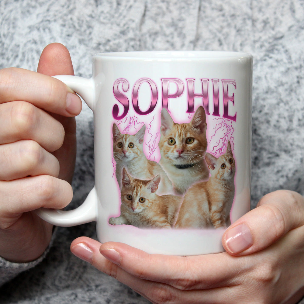 Custom Mother's day Birthday Gifts For Cat Mom, Cat Lovers • Pet Face Vintage Version 9 - Personalized Coffee Mug