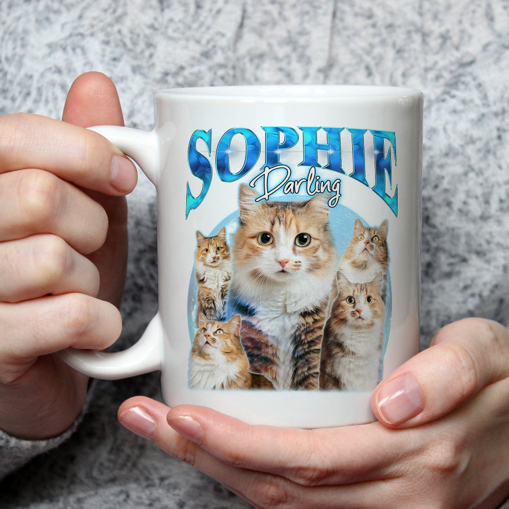 Custom Mother's day Birthday Gifts For Cat Mom, Cat Lovers • Pet Face Vintage Version 5 - Personalized Coffee Mug