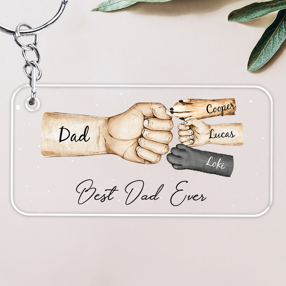 Daddy Team Fist Bump Version Pets - Personalized Acrylic Keychain